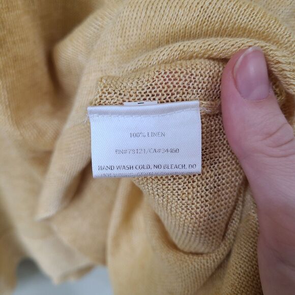 Eileen Fisher Women 100% Linen Sweater Small Yellow Beachy Open Knit Lightweight - Picture 5 of 9